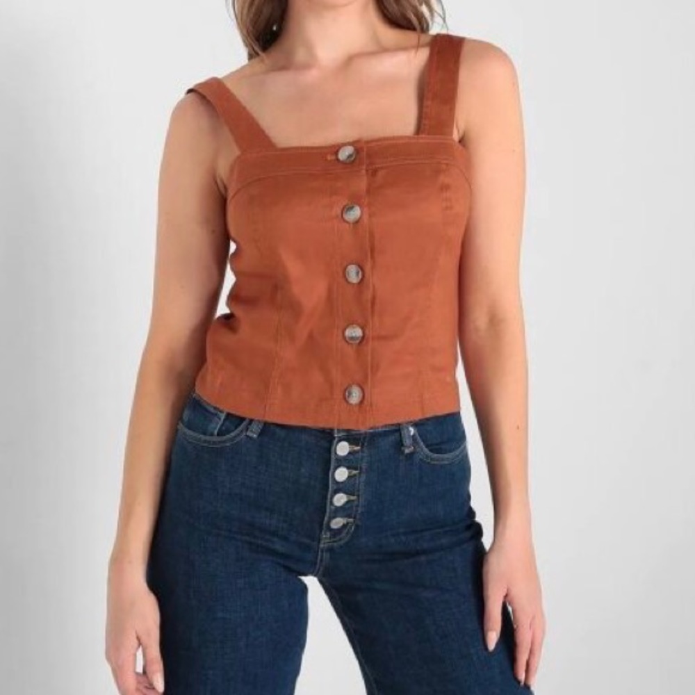 Banana Republic Burnt Orange Button Front Crop Tank Top